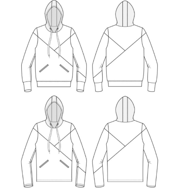 Valley Hoodie (Adult) (Buttons and Blueprints) - Sew PDF