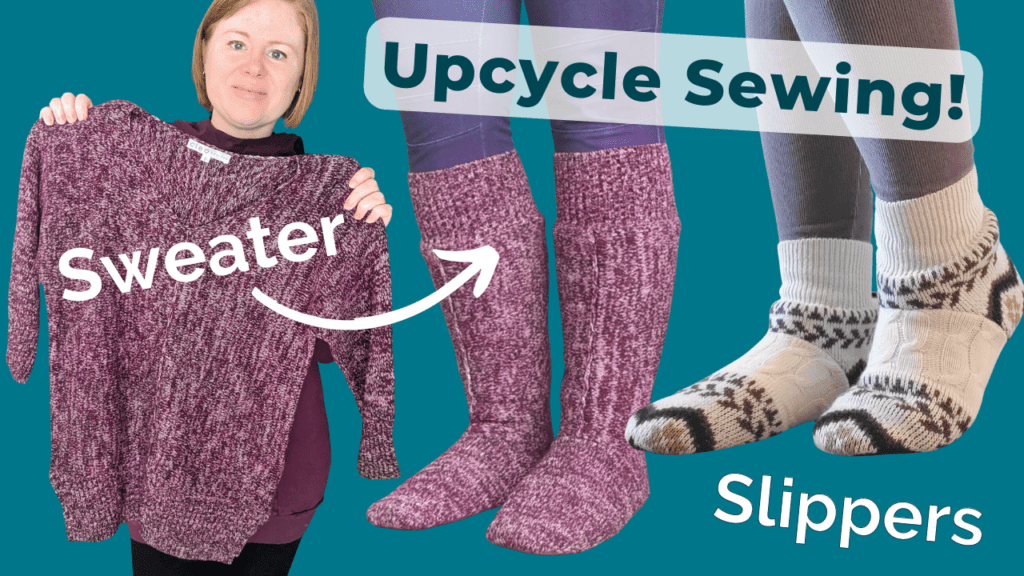 upcycle sewing: sweater into slippers